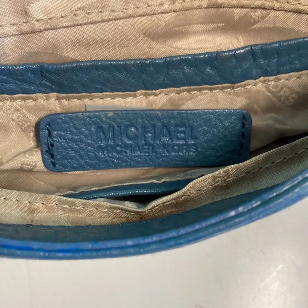 Michael Kors Blue Leather Small Crossbody Bag 6' X 8